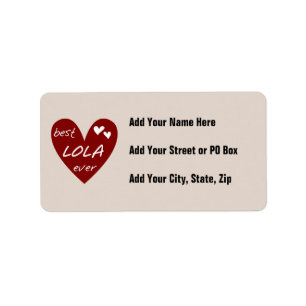 Red Heart Best Lola Ever T - Shirt und Geschenke Adressaufkleber