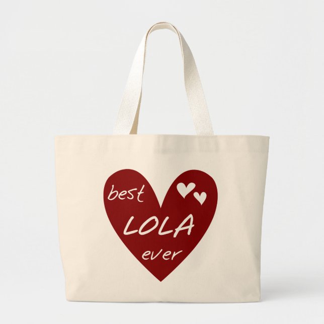 Red Heart Best Lola Ever T - Shirt und Geschenke Jumbo Stoffbeutel (Vorne)