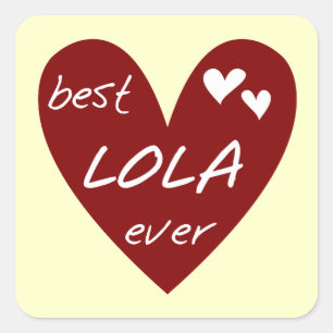 Red Heart Best Lola Ever T - Shirt und Geschenke Quadratischer Aufkleber