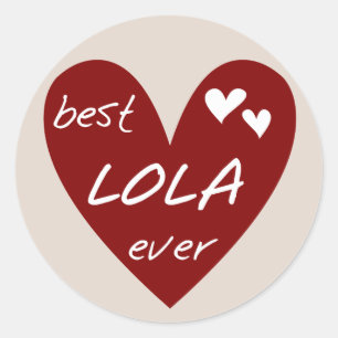 Red Heart Best Lola Ever T - Shirt und Geschenke Runder Aufkleber