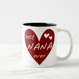 Red Heart Best Nana Ever T - Shirt und Geschenke Zweifarbige Tasse
