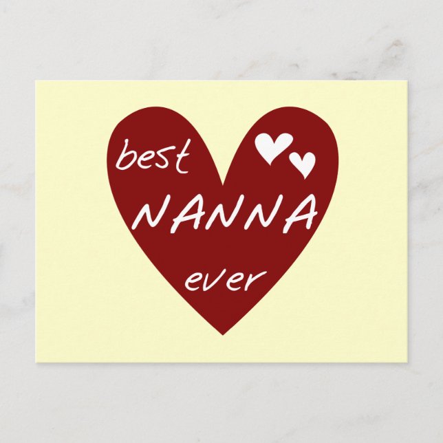 Red Heart Best Nanna Ever T - Shirt und Geschenke Postkarte (Vorderseite)
