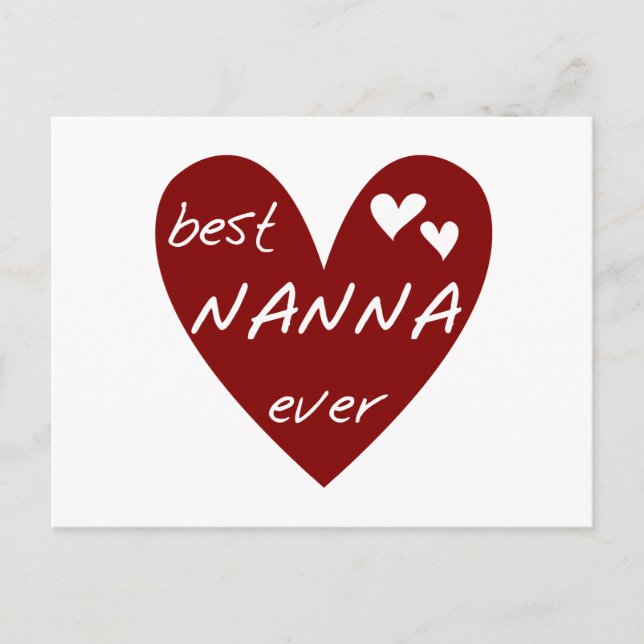 Red Heart Best Nanna Ever T - Shirt und Geschenke Postkarte (Vorderseite)
