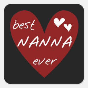 Red Heart Best Nanna Ever T - Shirt und Geschenke Quadratischer Aufkleber