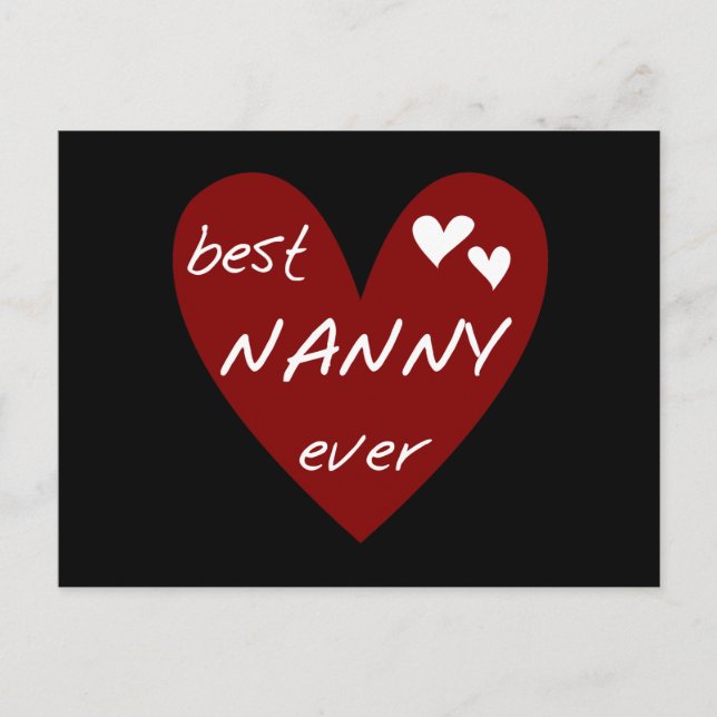 Red Heart Best Nanny Ever T - Shirt und Geschenke Postkarte (Vorderseite)
