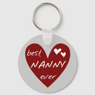 Red Heart Best Nanny Ever T - Shirt und Geschenke Schlüsselanhänger