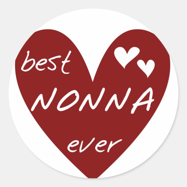 Red Heart Best Nonna Ever T - Shirt Geschenke Runder Aufkleber (Vorderseite)