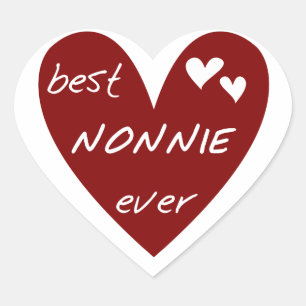 Red Heart Best Nonnie Ever T - Shirt und Geschenke Herz-Aufkleber