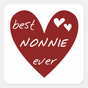Red Heart Best Nonnie Ever T - Shirt und Geschenke Quadratischer Aufkleber