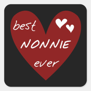 Red Heart Best Nonnie Ever T - Shirt und Geschenke Quadratischer Aufkleber