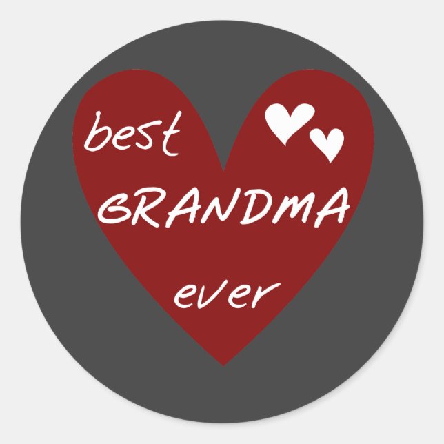 Red Heart Best Oma Ever T - Shirt Geschenke Runder Aufkleber (Vorderseite)