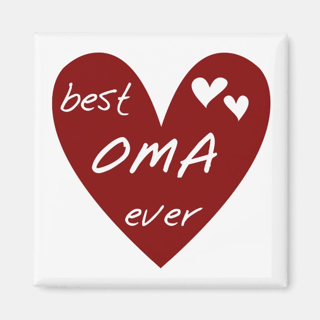 Red Heart Best Oma Ever T - Shirt und Geschenke Magnet (Vorne)