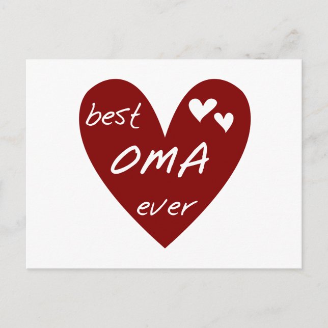 Red Heart Best Oma Ever T - Shirt und Geschenke Postkarte (Vorderseite)