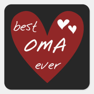 Red Heart Best Oma Ever T - Shirt und Geschenke Quadratischer Aufkleber