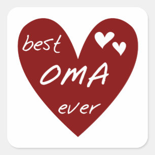 Red Heart Best Oma Ever T - Shirt und Geschenke Quadratischer Aufkleber