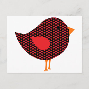 Red Heart Bird Postkarte