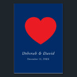 Red Heart Blue Modern Minimalist Wedding Tischnummer<br><div class="desc">You can easily change the fonts and colors. You can also add your logo and the background image as you like.</div>
