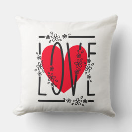 Red Heart & Blume Text Graphic Modern & Stylish Kissen
