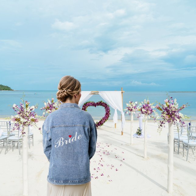Red Heart Bride Bridal Wedding Junggeselinnen-Absc Jeansjacke (Red Heart Bride Bridal Wedding Bachelorette Party Denim Jacket)
