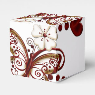Red Heart Butterfells Cube Favor Box Geschenkschachtel
