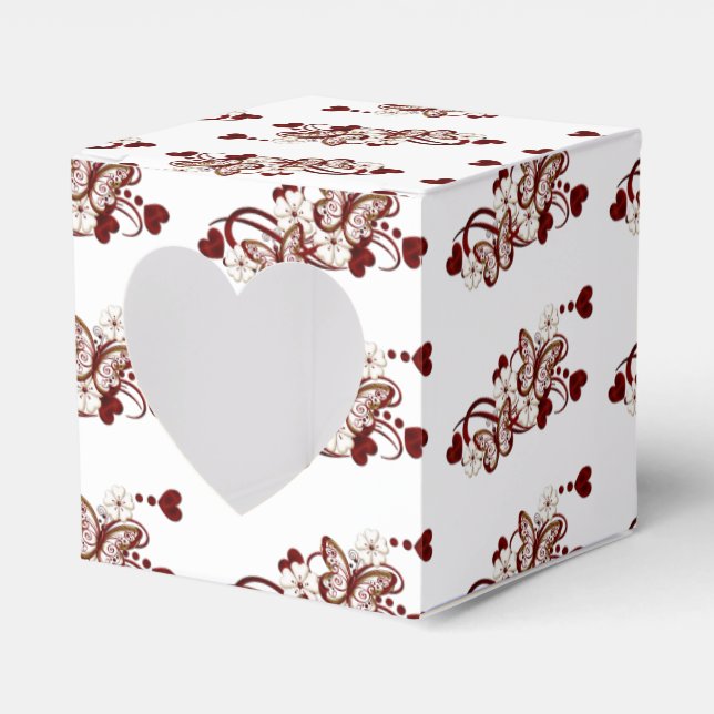 Red Heart Butterfells Pattern Herz-Gefälligkeit Bo Geschenkschachtel (Vorderseite)