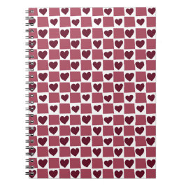 Red Heart Checkerboard Pattern Notizblock