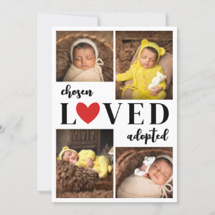 Red Heart Chosen Love Adoptiert FotoCollage Ankündigung