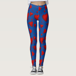 Red Heart Christmas Merry Xmas Willkommen 2022 Blu Leggings