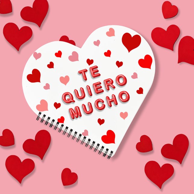 Red Heart Confetti Te Quiero Mucho 3d Letters Notizbuch (Von Creator hochgeladen)