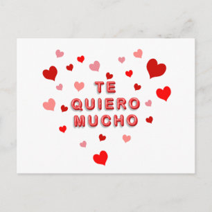 Red Heart Confetti Te Quiero Mucho 3d Letters Postkarte
