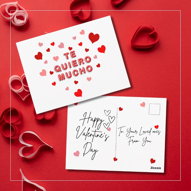 Red Heart Confetti Te Quiero Mucho 3d Letters Postkarte (Von Creator hochgeladen)
