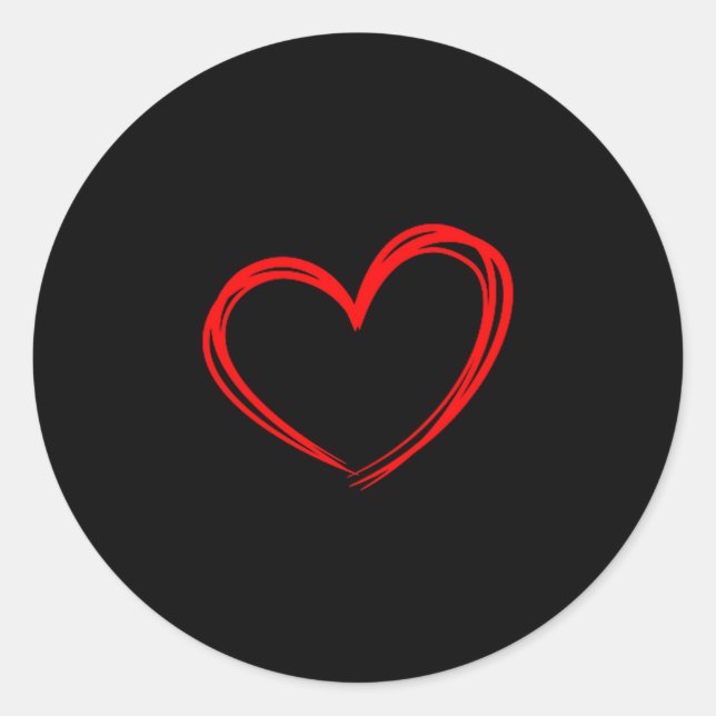 Red Heart Cool Love Heart Graphic Valentines Day M Runder Aufkleber (Vorderseite)