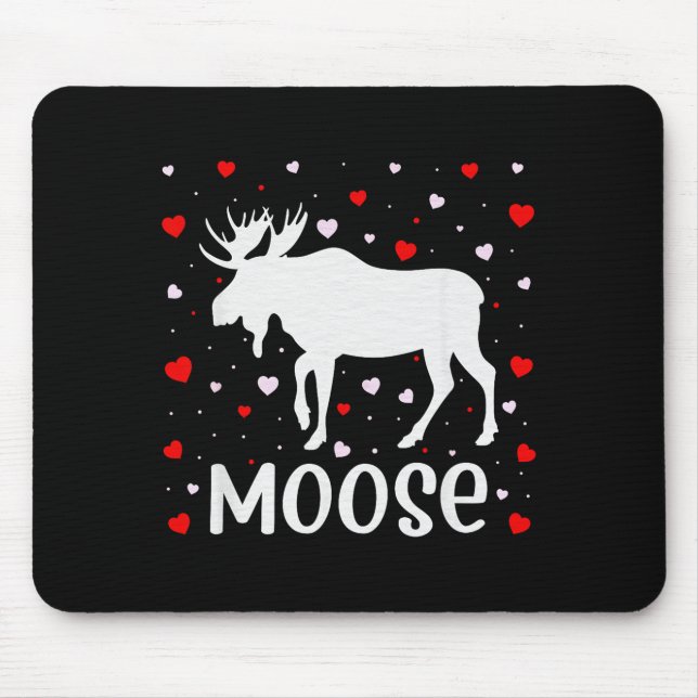 Red Heart Cud Love Graphic Moose Lover Valentine D Mousepad (Vorne)