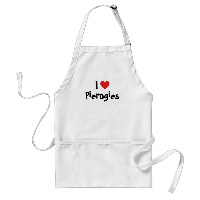 Red Heart Customizable I Liebe Pierogies Schürze (Vorne)