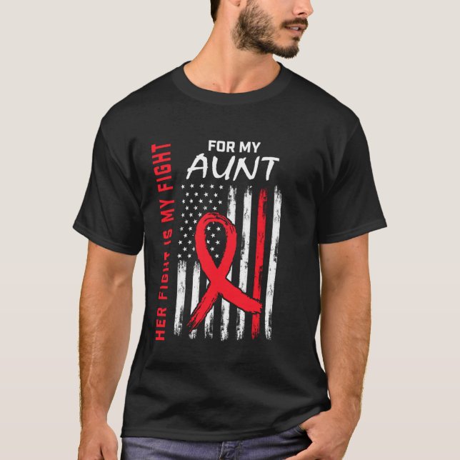 Red Heart Disease Awareness Flag Aunt Supporter Pr T-Shirt (Vorderseite)