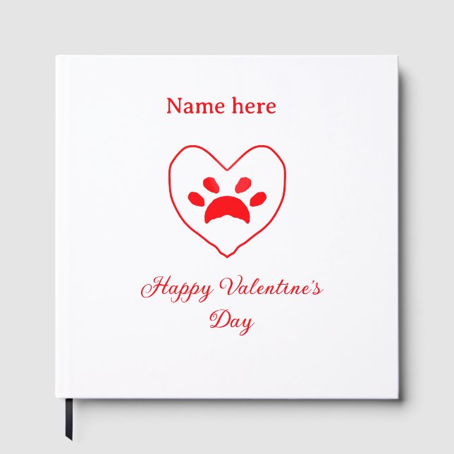 Red heart dog cat paw happy Valentine's day name  Gästebuch (Vorderseite)