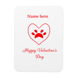 Red heart dog cat paw happy Valentine's day name  Magnet