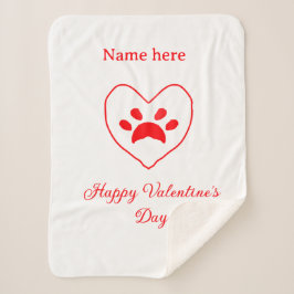 Red heart dog cat paw happy Valentine's day name  Sherpadecke