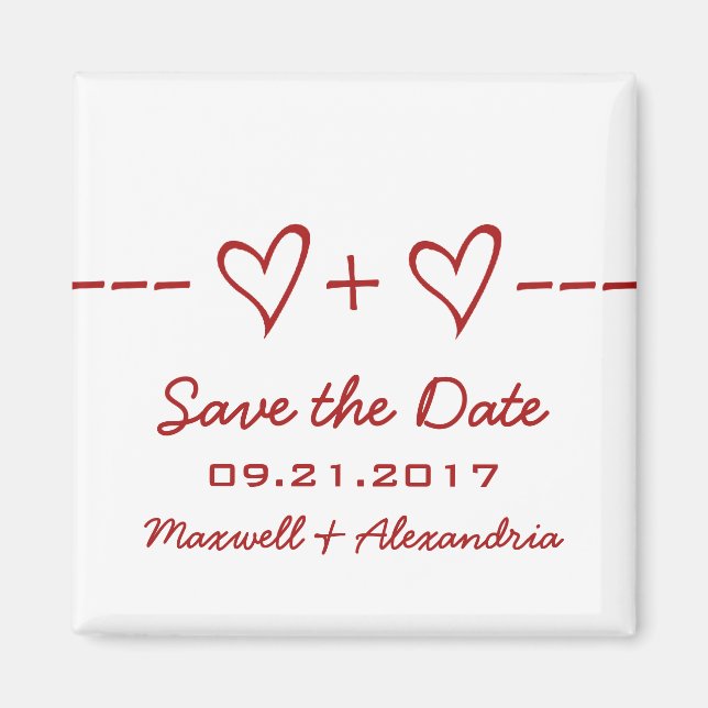 Red Heart Equation Save the Date Magnet (Vorne)