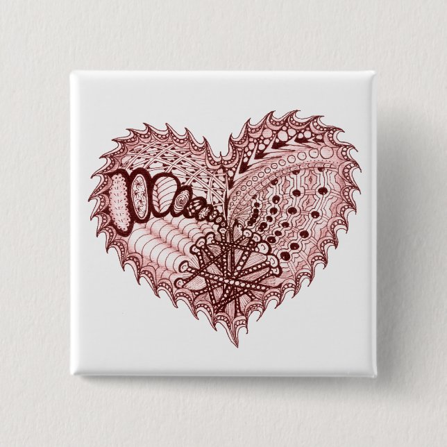 Red Heart Fire Doodle Button (Vorderseite)
