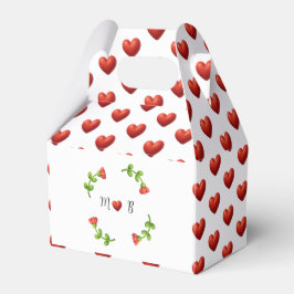 Red Heart & Floral Monogram Gable Gift Box Geschenkschachtel