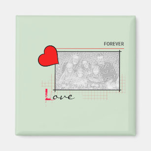 Red Heart Forever Love Foto Magnet