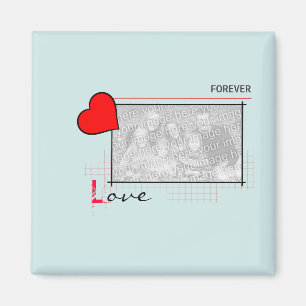 Red Heart Forever Love Foto Magnet
