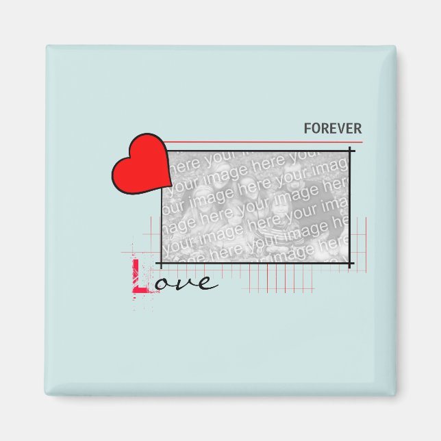 Red Heart Forever Love Foto Magnet (Vorne)