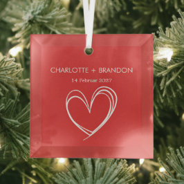 Red Heart Form Personalisieren Sie den Namen und d Ornament Aus Glas