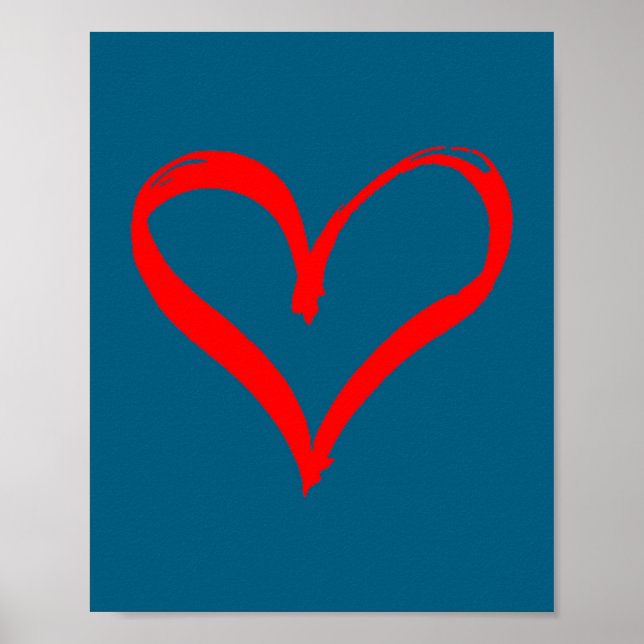 Red Heart Funny Cute Design For Men Women Husband  Poster (Vorne)