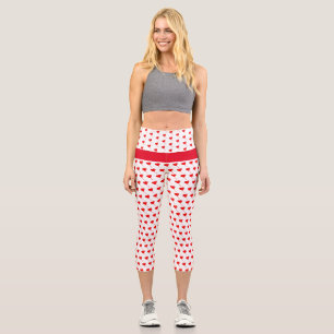 Red Heart Girl Fun Chic Balloon Muster White Capri Leggings
