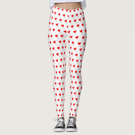 Red Heart Girl Fun Chic Balloon Muster White Leggings