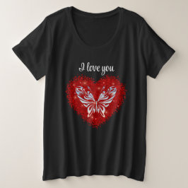 Red heart glitter butterfly große größe T-Shirt