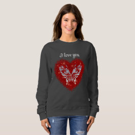 Red heart glitter butterfly sweatshirt
